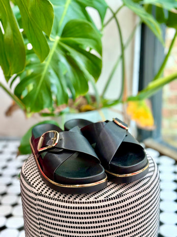Criss Cross Buckle Sandals