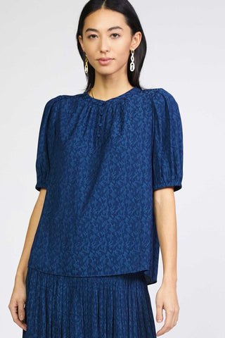 Button Front Jacquard Top - 2 Colors