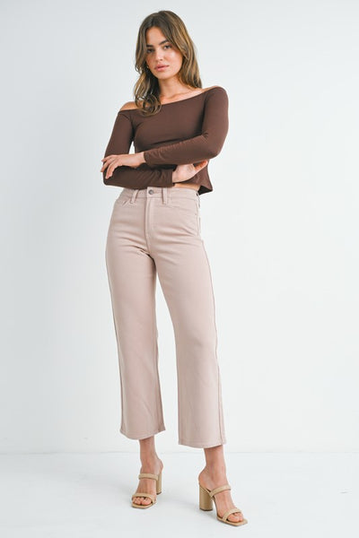 Slim Wide Leg Jeans - Clay Wash