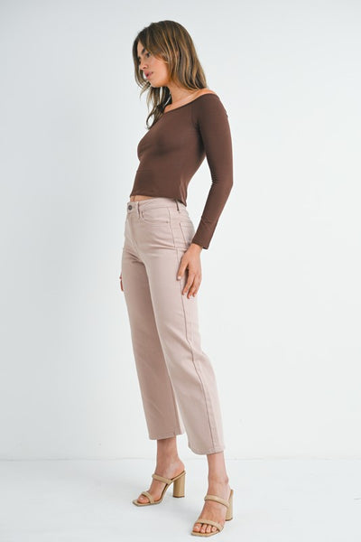 Slim Wide Leg Jeans - Clay Wash