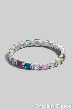 Gold Dipped Multicolor Square Stone Band Ring