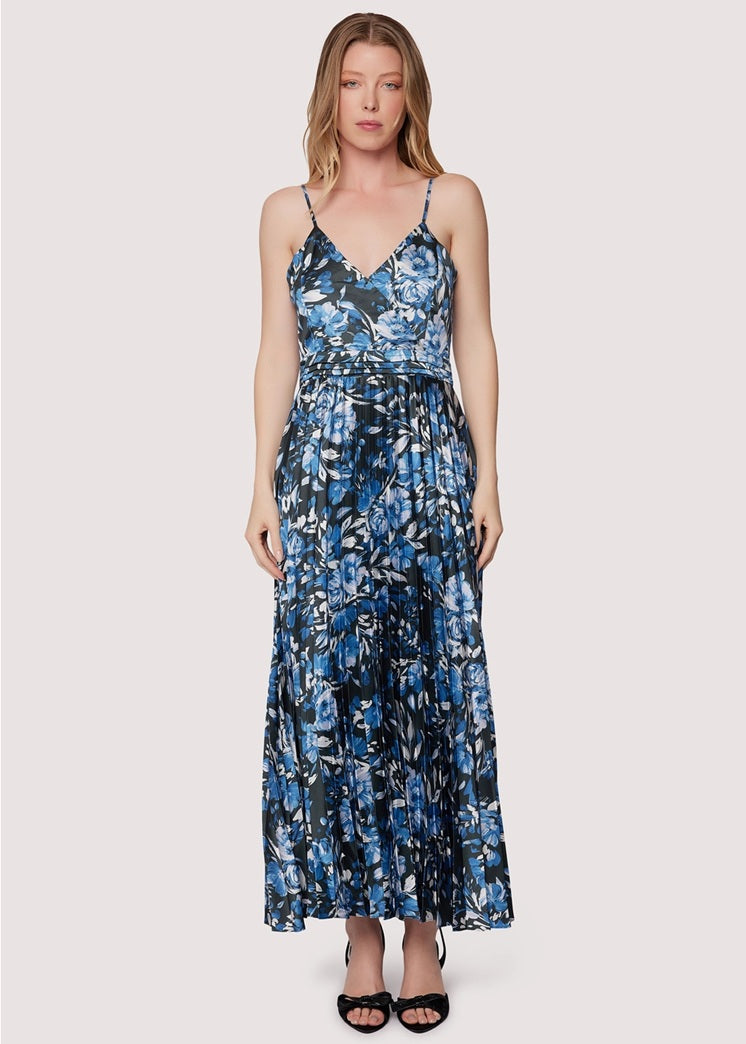 Parisian Bleu Pleated Maxi Dress