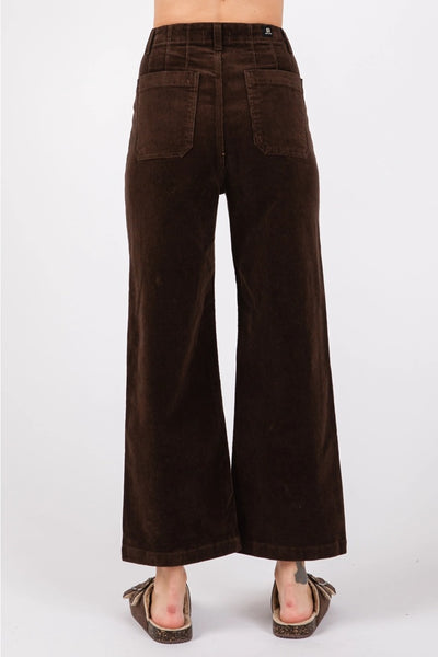 Corduroy Patch Pocket Wide Leg Pants