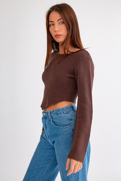 V-Hem Cropped Sweater