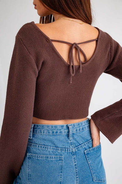 V-Hem Cropped Sweater