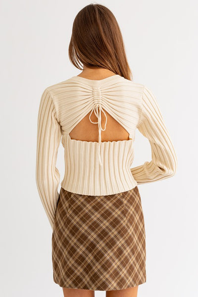 Ribbed Open Back Sweater
