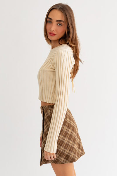 Ribbed Open Back Sweater