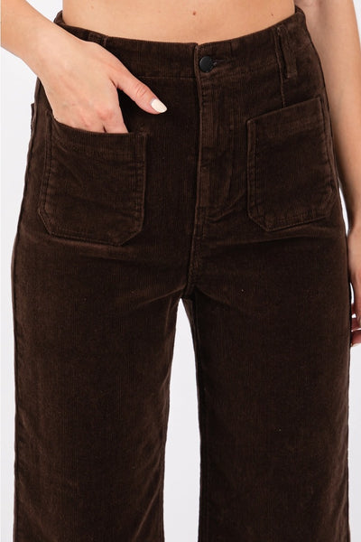 Corduroy Patch Pocket Wide Leg Pants