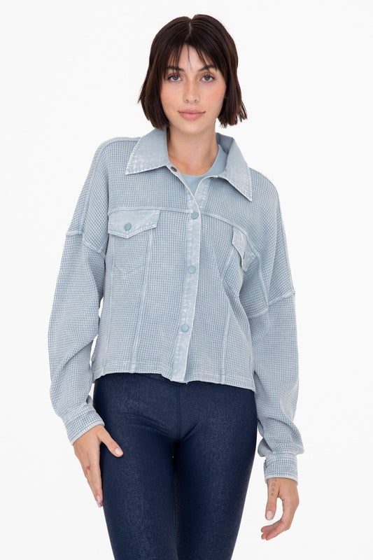 Waffle Knit Mineral Washed Jacket