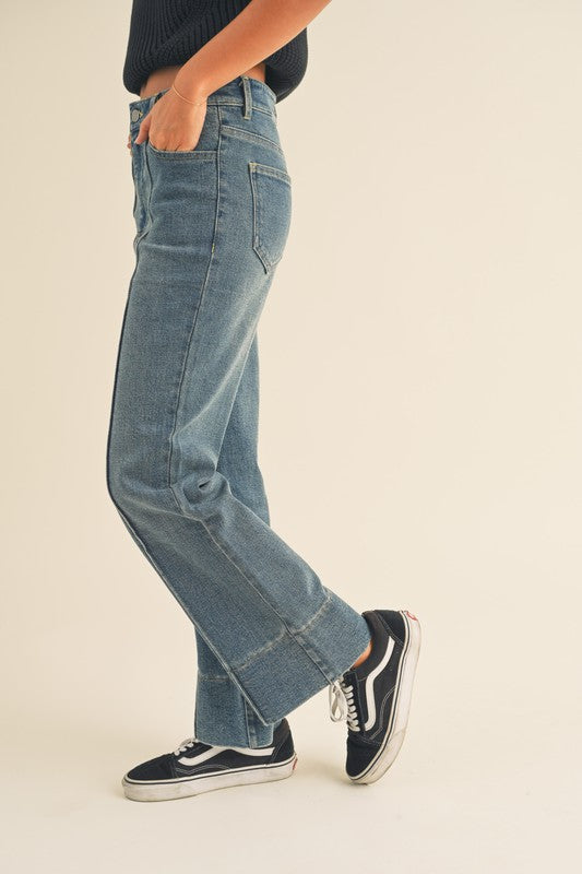 Pintuck Wide Leg Jeans - FINAL SALE – MADISON GRACE