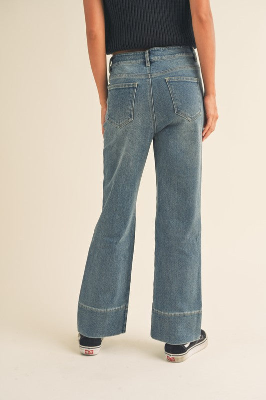 Pintuck Wide Leg Jeans - FINAL SALE – MADISON GRACE