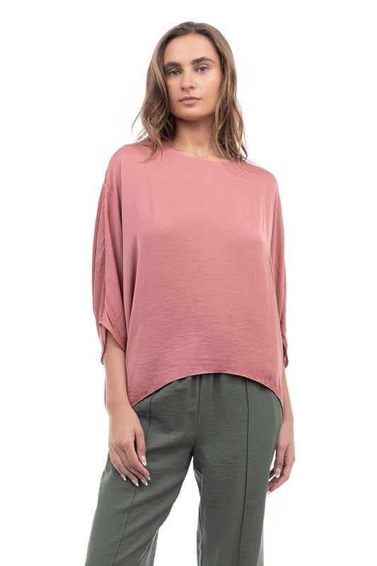 Washable Stretch Silk Dolman Sleeve Blouse