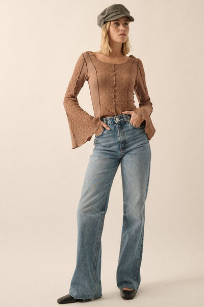 Seamed Contrast Lace Top