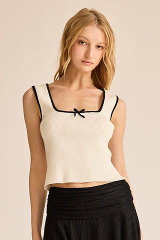 Contrast Bow Knit Tank