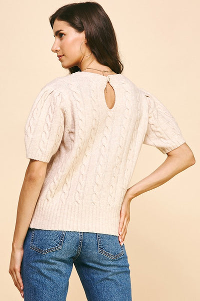 Cable Knit Short Sleeve Top