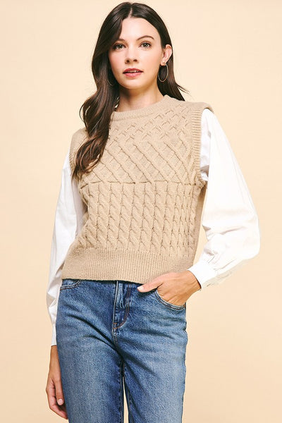 Cable Knit Layered Top