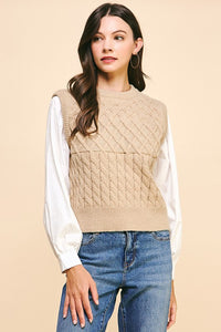 Cable Knit Layered Top