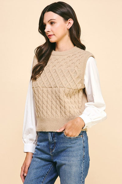 Cable Knit Layered Top