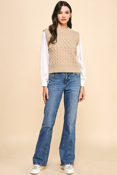 Cable Knit Layered Top