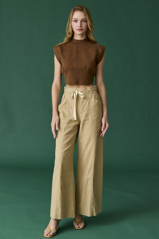 Utility Pocket Seamed Wide Leg Pants