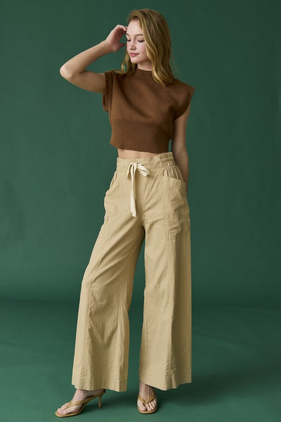 Utility Pocket Seamed Wide Leg Pants