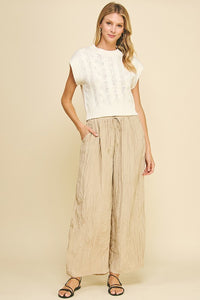 Textured Crinkle Woven Pants