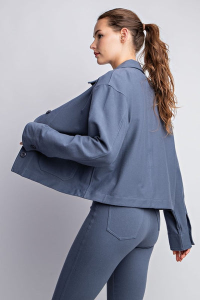 Cotton Stretch Collared Jacket