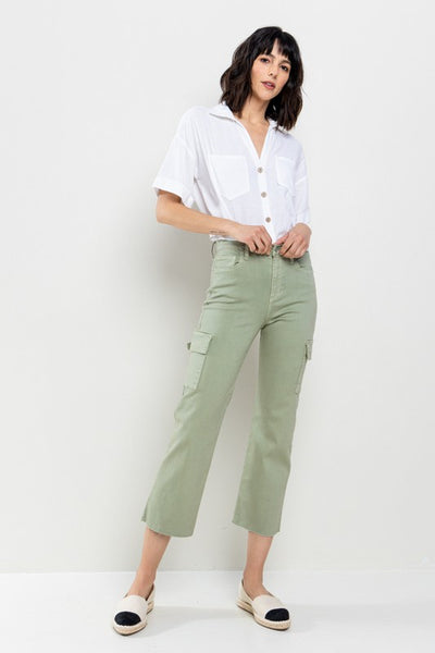 Cropped Cargo Straight Jeans