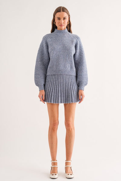 Ribbed Balloon Sleeve Sweater