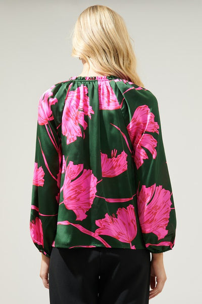 Satin Hibiscus Blouse