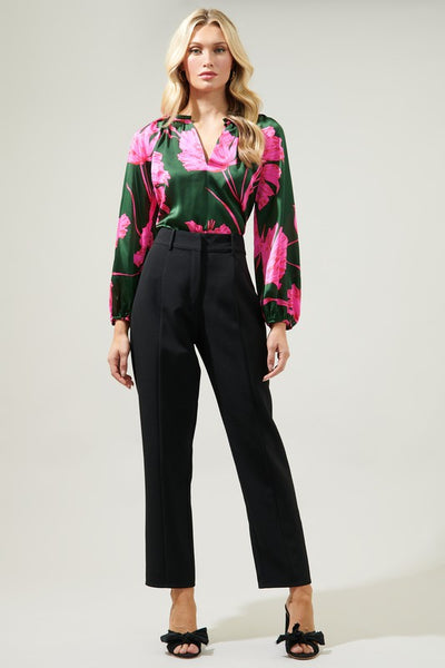 Satin Hibiscus Blouse