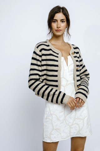 Contrast Striped Cardigan