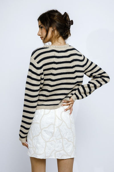 Contrast Striped Cardigan