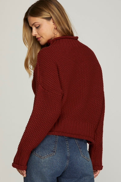 Waffle Mockneck Sweater - 3 Colors