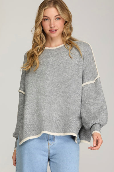 Contrast Seam Boyfriend Sweater