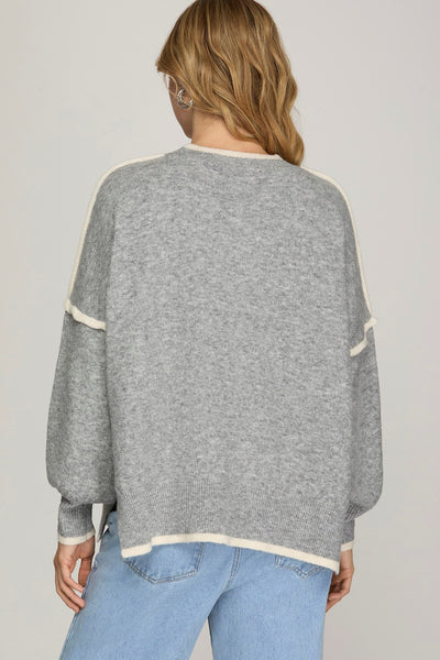 Contrast Seam Boyfriend Sweater