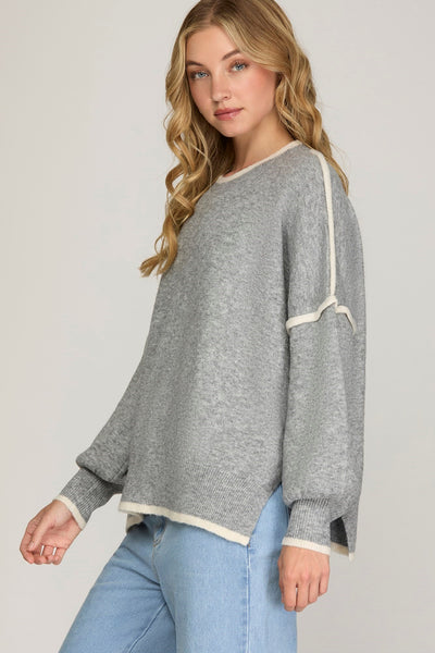 Contrast Seam Boyfriend Sweater