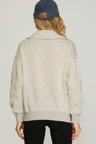 Collared V-Neck Sweatshirt