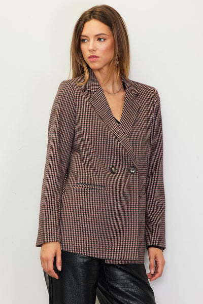 Honey Plaid Double Breasted Blazer