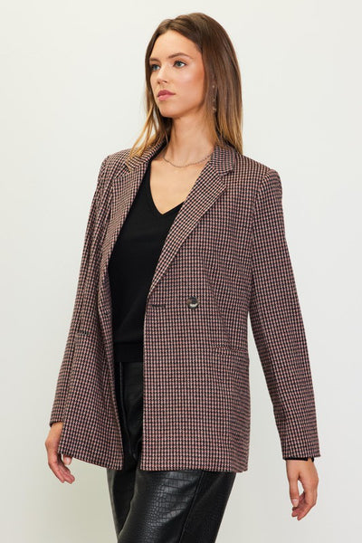 Honey Plaid Double Breasted Blazer