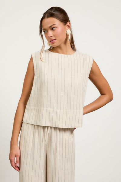 Linen Blend Striped Tank