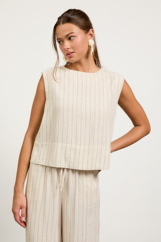 Linen Blend Striped Tank