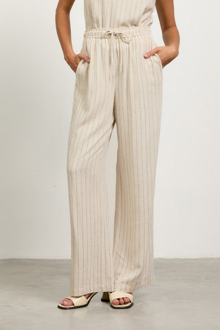 Linen Blend Striped Pants