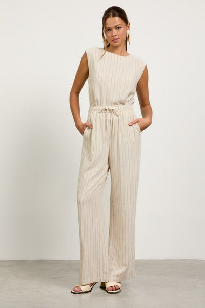Linen Blend Striped Pants