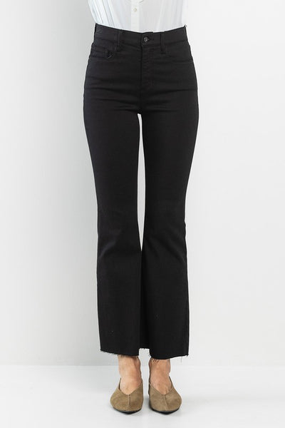 Raw Hem Cropped Kick Flare Jeans