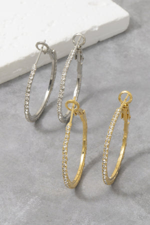 14K Gold Dipped Rhinestone Hoops