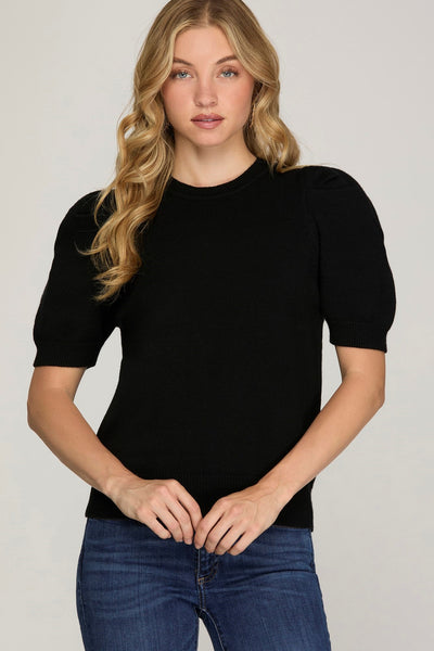 Puff Sleeve Knit Top - 3 Colors