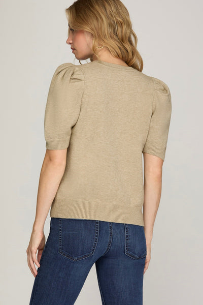 Puff Sleeve Knit Top - 3 Colors