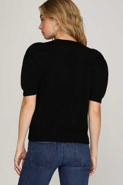 Puff Sleeve Knit Top - FINAL SALE