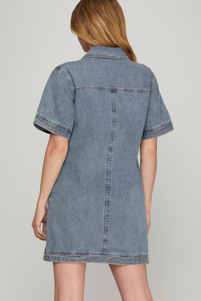 Stitch Detail Denim Dress